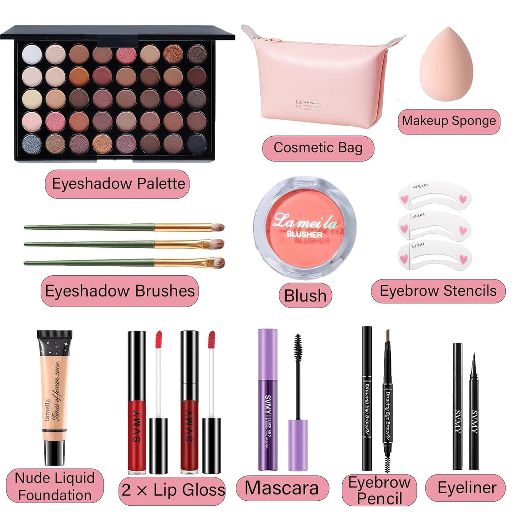 Makeup Set for Women, Makeup Full Kit for Beginners & Professionals, Travel Makeup Set for Teens & Adults, Makeup Gift Set for Girls, Eyeshadow Palette, Lip Gloss, Face & Eye Make Up